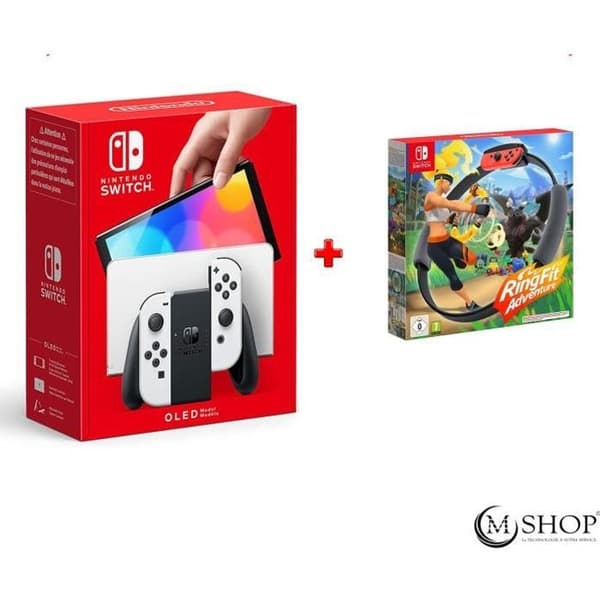 Pack Nintendo Switch (modell OLED) - Nintendo - RING FIT ADVENTURE - Vit - Plattform: Nintendo Switch- USED