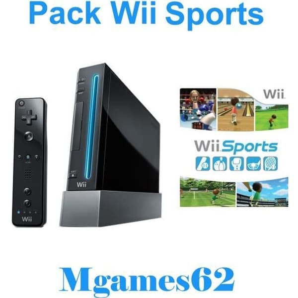 Nintendo Wii Black Console - Wii Sports Pack - Nintendo - Trådlös - Samlare- USED