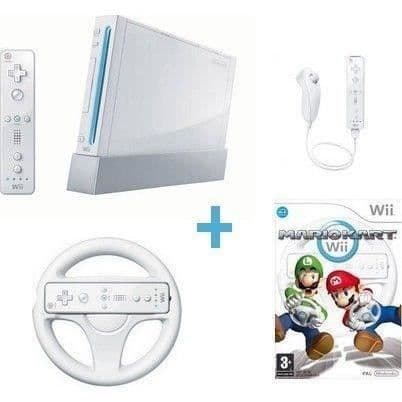NINTENDO Pack Wii Mario Kart-konsol - Vit - Renoverad - Utmärkt skick- USED