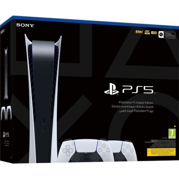 PlayStation 5 Digital Console + 2nd White DualSense Controller- USED