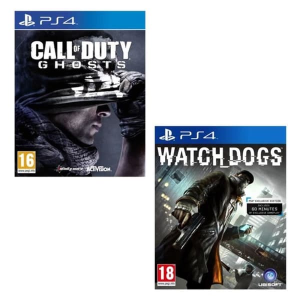 PS4 Console Pack - Sony - 500GB - Call of Duty - Watch Dogs - 12 månaders prenumeration- USED