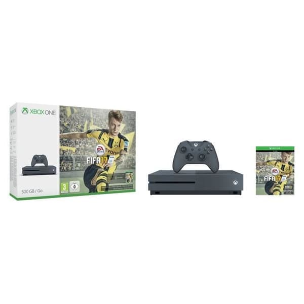 Xbox One S 500 GB-konsol - Microsoft - Storm Grey - Fifa 17 - 2 handkontroller- USED