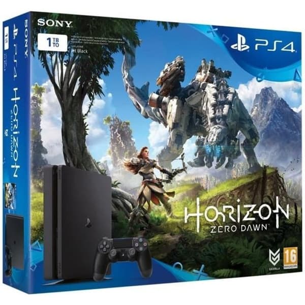 Playstation PS4 1TB Chassi D-konsol - Sony - Bundle - Svart - Horizon Zero Dawn- USED