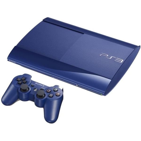 PS3 500 GB Smal blå konsol - Sony - DualShock 3 - HD-spel, Blu-ray, PSN, Internet, TV, Foton, Videor- USED