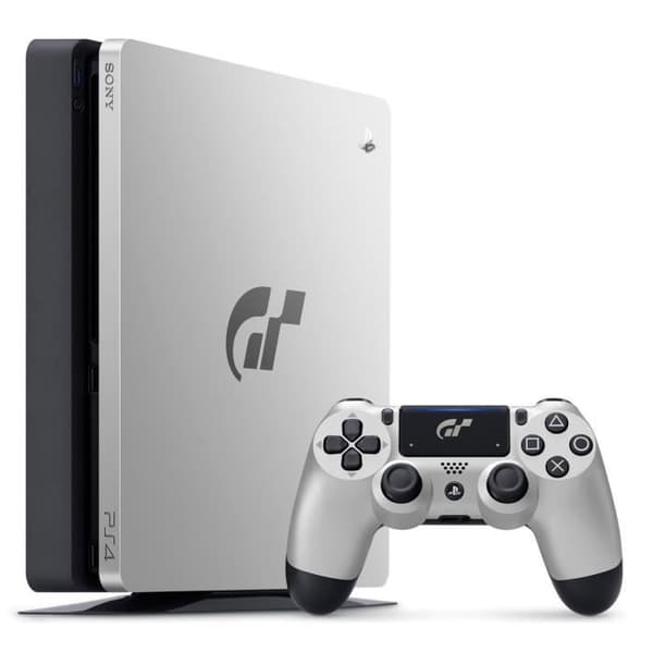 Console PS4 Slim 1TB Limited Edition Silver Design + Gran Turismo Sport + Vem är du? (Ladda ner) - Officiell PlayStation- USED