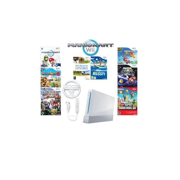 Wii White Enormt komplett paket - Se bild- USED