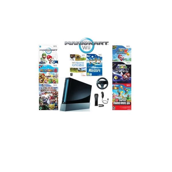 Wii Noire Enormt komplett paket - Se bild- USED