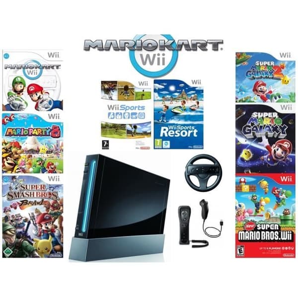 Wii Noire Enormt komplett paket - Se bild- USED