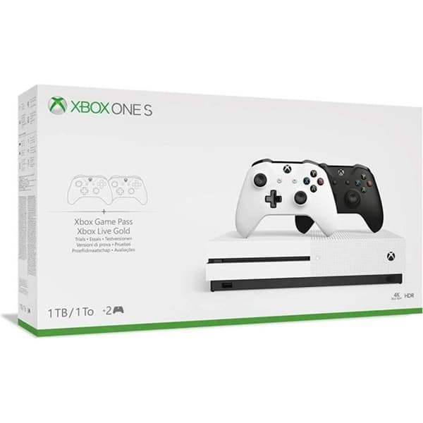 Xbox One 1TB spelkonsol med 2 svarta kontroller - Microsoft- USED