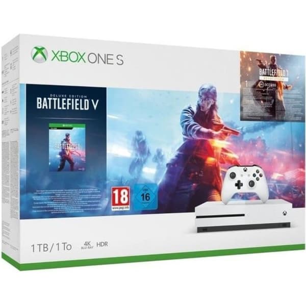 Xbox One S 1 TB + 3 spel: Battlefield V + Battlefield 1 + Battlefield 1943 + 1 månads EA Access-prenumeration- USED