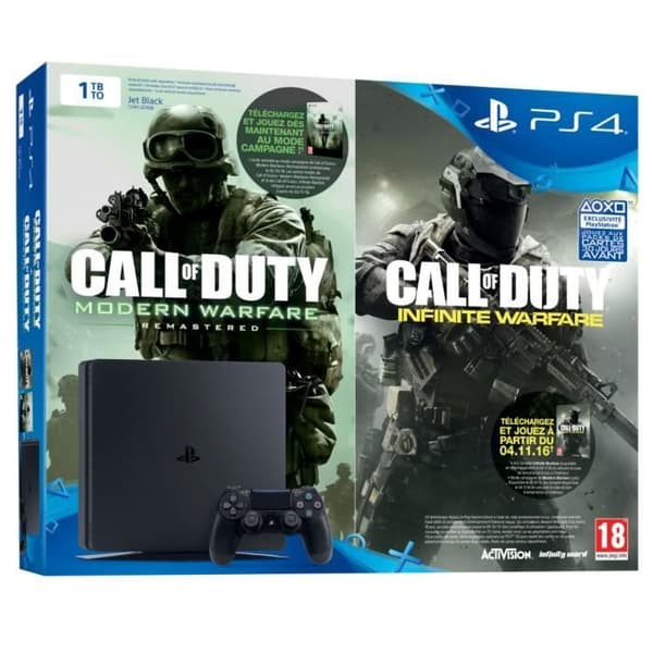 Ny PS4 Slim Black 1TB + Call of Duty Legacy: Infinite Warfare + Modern Warfare remastrad- USED