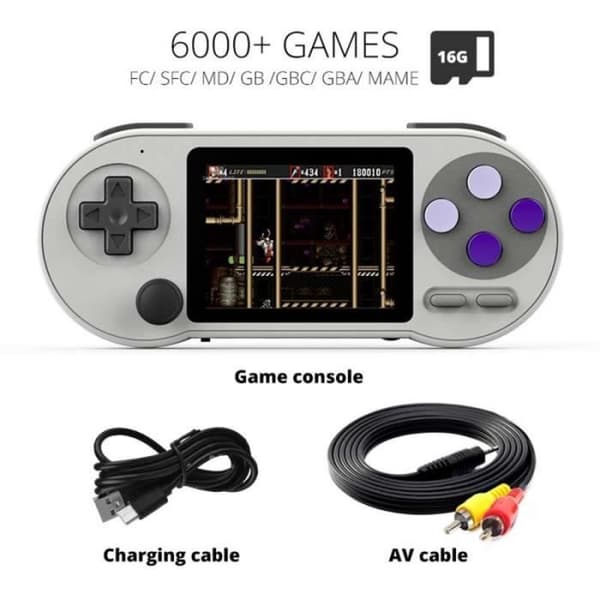 6000 matcher - SF2000 bärbar videospelskonsol, 3-tums IPS-skärm, över 6000 inbyggda spel, spelare- USED