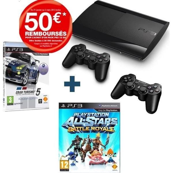 Vardagsrumskonsol - Sony - PS3 - 12 GB - 2 handkontroller - Gran Turismo 5 - Playstation Allstars- USED
