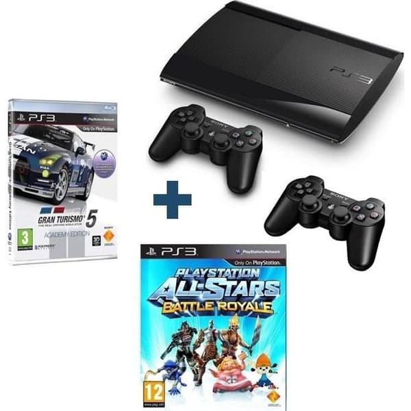 Vardagsrumskonsol - Sony - PS3 - 12 GB - 2 handkontroller - Gran Turismo 5 - Playstation Allstars- USED