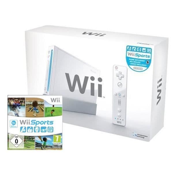 Wii - vit konsol Sports Pak + Wii Sports + fjärrkontroll original + utrustning- USED