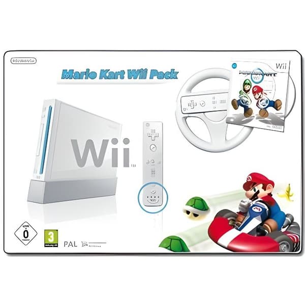 Spelkonsol - Nintendo - Wii - Mario Kart-paket - Vit - Trådlös - Paket- USED