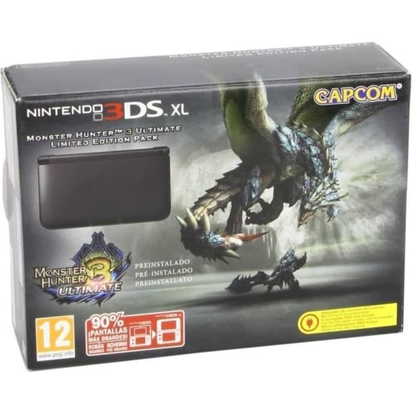 Handhållen konsol - Nintendo - 3DS XL - Begränsad upplaga - Svart - Monster Hunter 3 Ultimate- USED