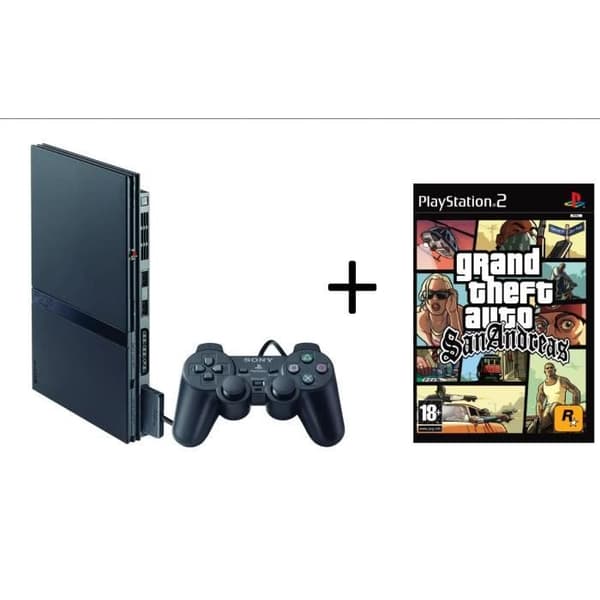 Playstation 2 / PS2 Slim Black + GTA San Andreas- USED