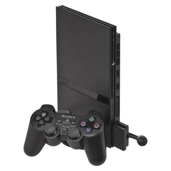 PS2 SLIM SVART KONSOL GRATIS FIFA STREET 2-SPEL- USED