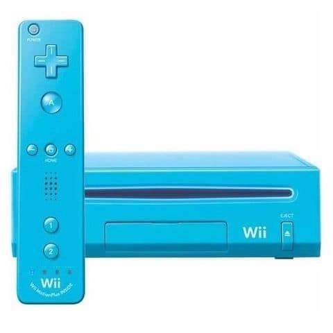 Hemkonsol - Nintendo Wii - Blå - Wiimote och Nunchuck - Sensor - Nätströmförsörjning- USED