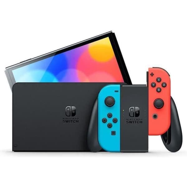 SHOT CASE - Nintendo Switch-konsol (OLED-modell): Ny version, Intense Colors, 7-tums skärm - med en Neon Joy-Con- USED