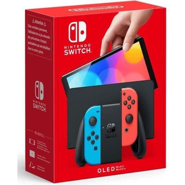 SHOT CASE - Nintendo Switch-konsol (OLED-modell): Ny version, Intense Colors, 7-tums skärm - med en Neon Joy-Con- USED