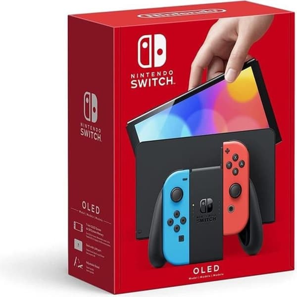 Hemkonsol - Nintendo - Switch OLED-modell - 64 GB - Bluetooth - Neonblå & Neonröd- USED