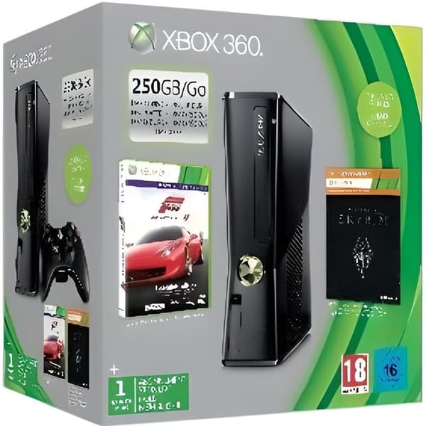 Xbox 360 250GB-konsol Forza 4 + Skyrim - Microsoft - Special Edition - Svart- USED