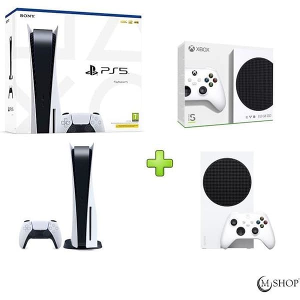 Konsol för vardagsrum - Paket Playstation 5 Standardutgåva och Xbox Series S - Vit - Bundle- USED