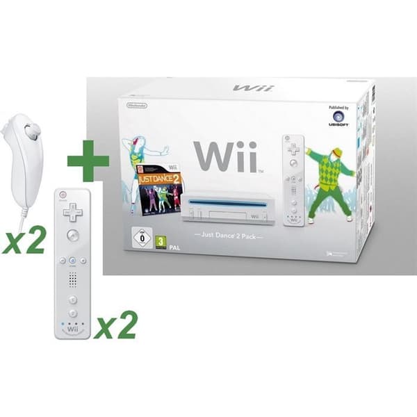 Hemkonsol - Nintendo - Wii White Just Dance 2 - Specialpaket - Sektor- USED
