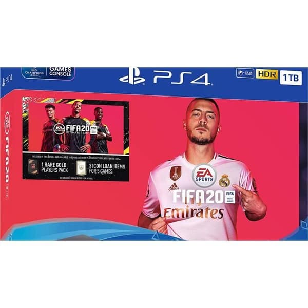 Playstation 4 Slim 1TB-konsol med FIFA 20 och två handkontroller- USED