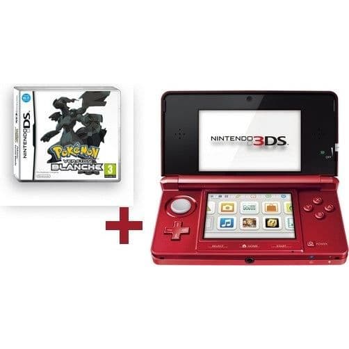 Nintendo 3DS Metal Red Console med Pokémon White Version- USED