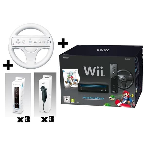 Wii Black Mario Kart 4-spelare hemmakonsol - Nintendo - Special - Bluetooth - AC-adapter- USED