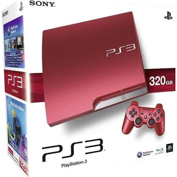 Hemkonsol - Sony - PS3 Slim - Röd - 320 GB lagring- USED
