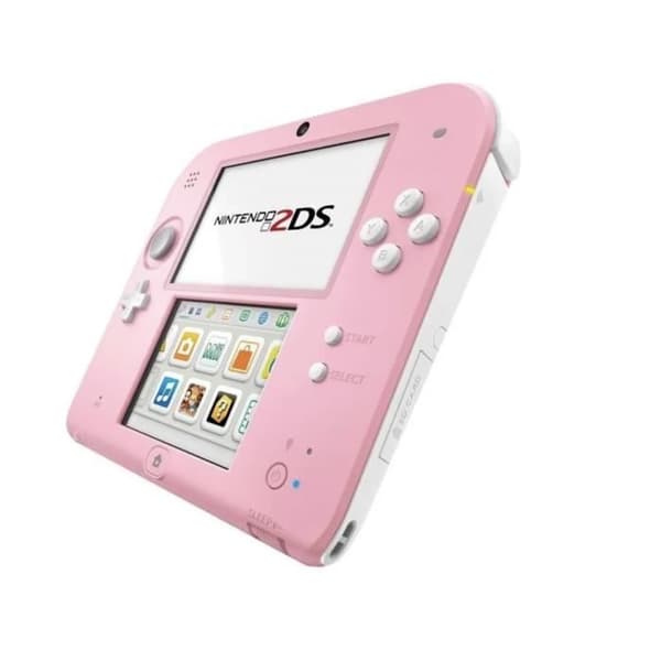 Nintendo 2DS-konsol - rosa &amp; vit + 3DS-spel + påse- USED