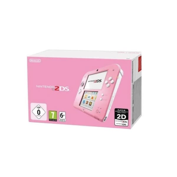 Nintendo 2DS-konsol - rosa &amp; vit + 3DS-spel + påse- USED