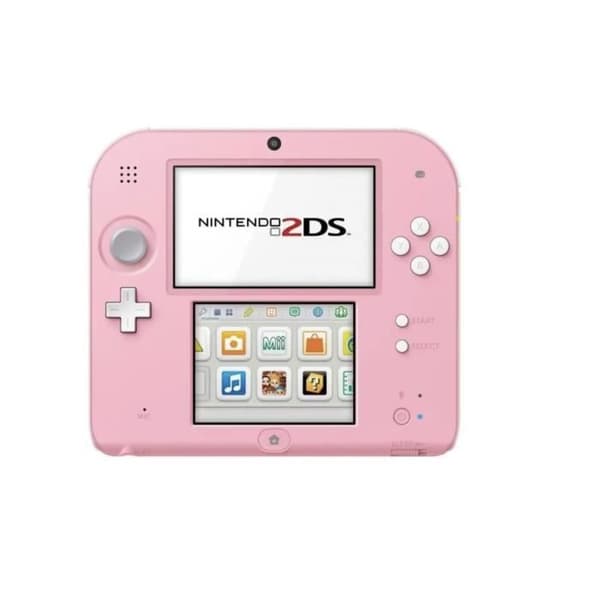 Nintendo 2DS-konsol - rosa &amp; vit + 3DS-spel + påse- USED