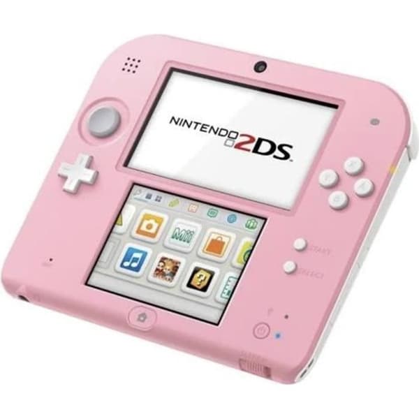 Nintendo 2DS-konsol - rosa &amp; vit + 3DS-spel + påse- USED