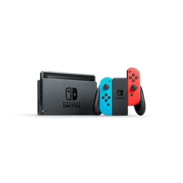 Nintendo Switch-konsol med ett par neon Joy-Con + Super Mario Odyssey + Mario Kart 8 Deluxe- USED