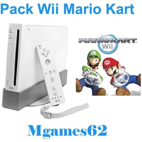 Vit Nintendo Wii-konsol Mario Kart Pack Mgames62- USED