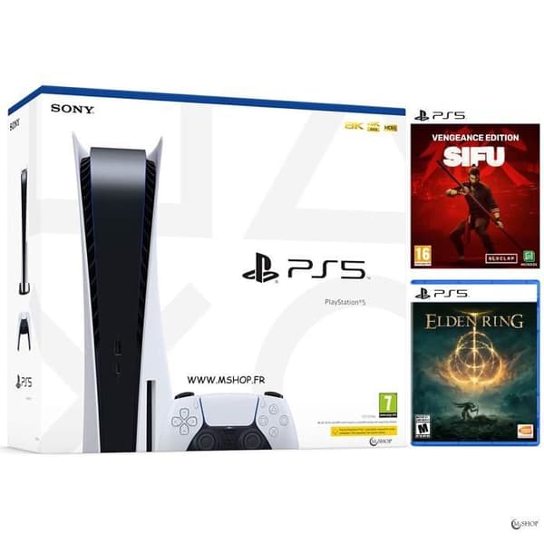 Hemkonsol - Sony - Playstation 5 Standard Edition Pack - Vit - Bundle - PS5 - 825 GB- USED