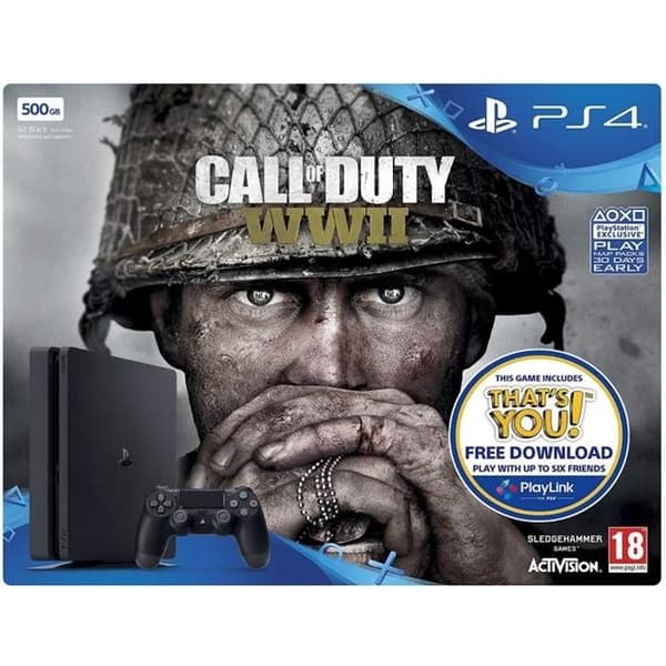 Hemkonsol - Sony - PS4 500 GB - Call of Duty WW2 - Svart - Bundle- USED