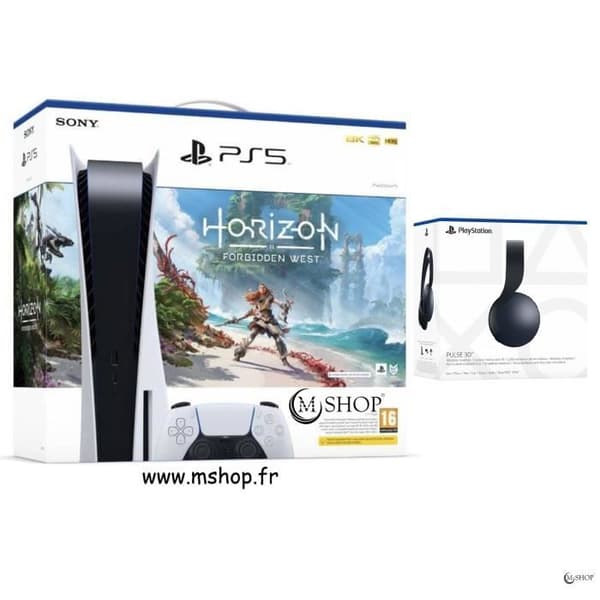 Konsol för hemmet - Sony - PS5 - Paket 825 Go - Färg Svart - Hörlurar med mikrofon PULSE 3D- USED