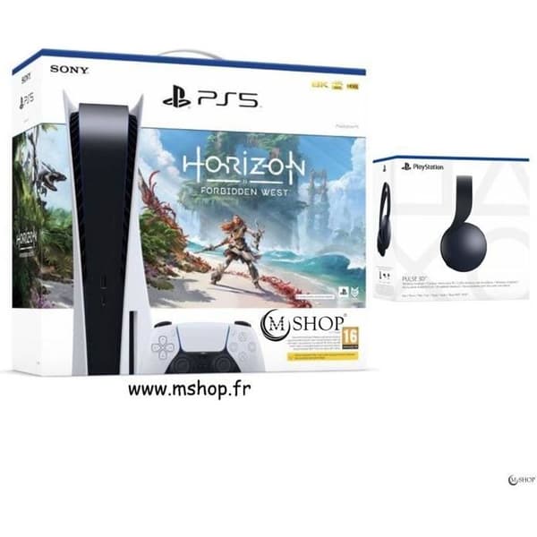 Konsol för hemmet - Sony - PS5 - Paket 825 Go - Färg Svart - Hörlurar med mikrofon PULSE 3D- USED