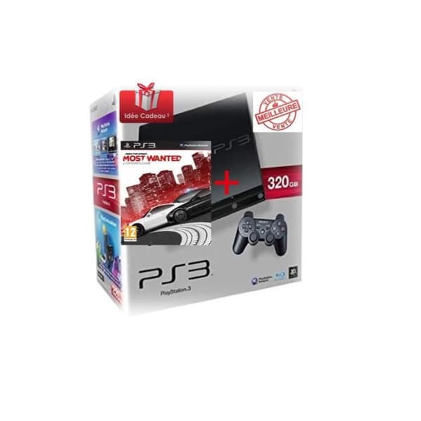 Vardagsrumskonsol - Sony - PS3 Slim 320GB - Svart - Pack med Need for Speed Most Wanted- USED