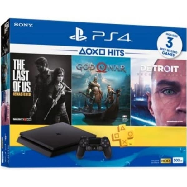 PS4 500 GB + God of War + Detroit + The Last of Us + PSN 14 dagar- USED