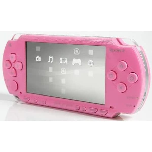 Rosa Sony PSP-konsol med 1 spel och nytt skal - fullständig fransk version- USED