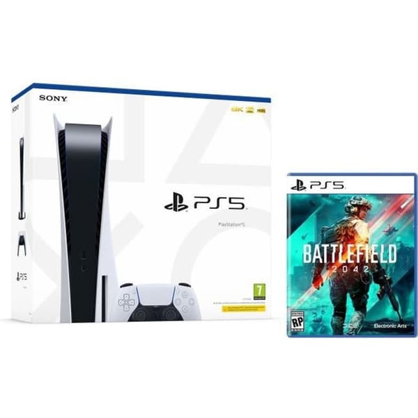 Sony PlayStation 5 PS5-konsol - Standard Edition, Bluray, 825 GB SSD, 60FPS, 4K/8K, HDR (med spelare) + Battlefield 2042- USED