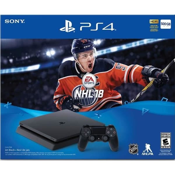 Hemkonsol - Sony - PS4 500 GB - Svart - NHL 18 - Paket - 2 kontroller max- USED