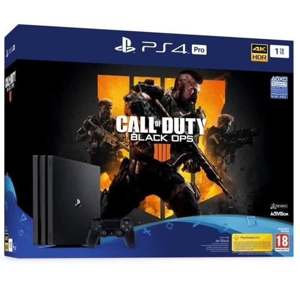 Sony PlayStation 4 Pro 1TB-konsol + Controller + Call Of Duty Black Ops 4-spel - Svart - Renoverad - Utmärkt skick- USED